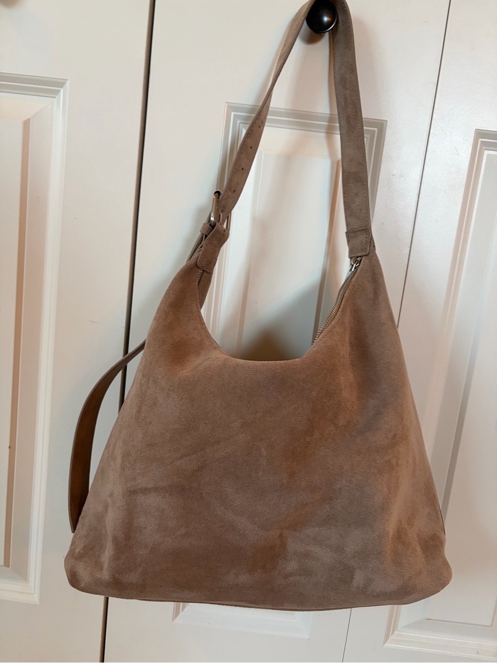 Oversized Faux Suede Hobo Bag Taupe Brown Slouchy Shoulder Bag- Old Navy - Picture 7 of 9